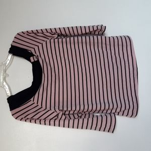 PINK WITH BLK STRIPES, 3/4 sleeves, no tags, rayon, sz lg